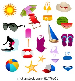 Beach icon set