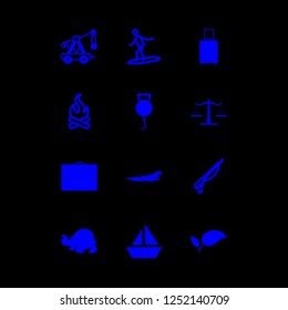 beach icon set about trebuchet, harpoon, sailboat icon and surf vector set