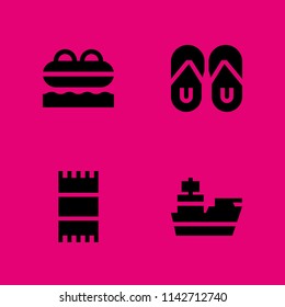 beach icon set. cruiser, flip flop and towel vector icon for graphic design and web