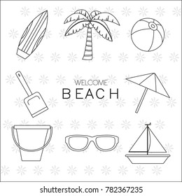 Beach icon set design