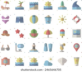 Beach icon set design illustration stock