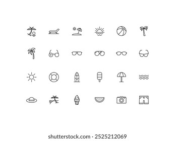 Beach icon set, design, vector illustration