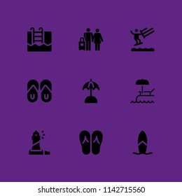 beach icon set. flip flops, vacations and lighthouse vector icon for graphic design and web