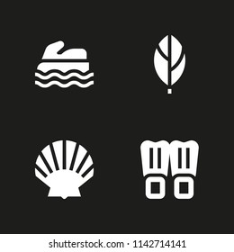 beach icon set. flippers, shell and leaf vector icon for graphic design and web