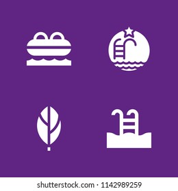 beach icon set. lifeboat, leaf and swimming pool vector icon for graphic design and web