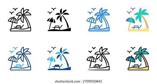 Strand-Symbol setzen mehrere Stil Vektor-Sammlung. Bearbeitbarer Strich 
