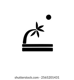 beach icon set. palm, sunset and sunbed. sea vacation symbol. isolated vector image for tourism design