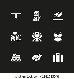beach icon set. sea scooter, riverboarding and australian vector icon for graphic design and web