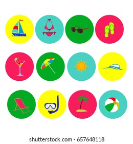 beach icon set sea travel leisure leisure sun tourism