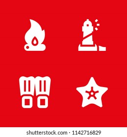 beach icon set. starfish, flippers and lighthouse vector icon for graphic design and web