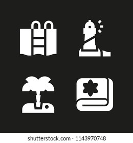 beach icon set with swimming pool, towel and palm tree vector icons for web and graphic design