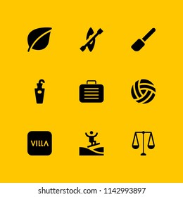 beach icon set. umbrella stand, leaf and suitcase vector icon for graphic design and web
