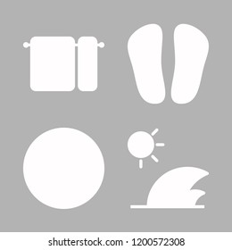 beach icon set. vector set about towels, waves, flip flops and lifeguard icons set.