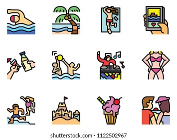 Beach icon set vector eps10