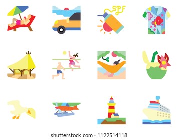 Beach icon set vector eps10
