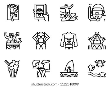 Beach icon set vector eps10