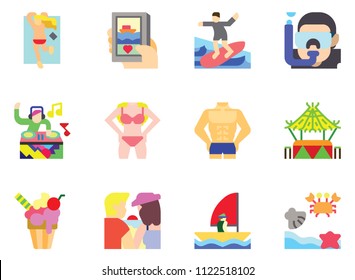 Beach icon set vector eps10