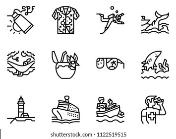 Beach icon set vector eps10