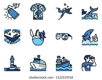 Beach icon set vector eps10