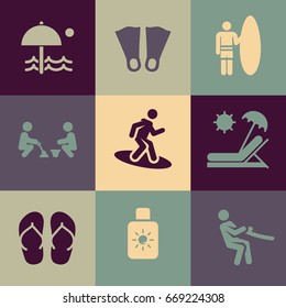 Beach Icon Set. Vector Icons