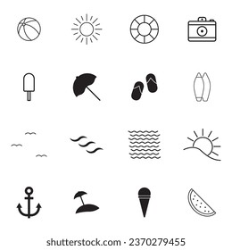 beach icon set vector template illustration logo design