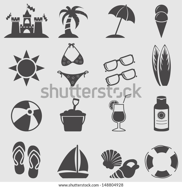 Beach Icon Setvector Stock Vector Royalty Free 148804928 Shutterstock 1797