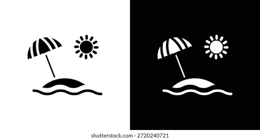Ícone de praia silhueta vetor ilustração estilo plano isolado