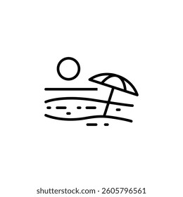 Beach icon. Simple icon representing a beach with a palm tree, ideal for social media, app, and web design. Vector illustration