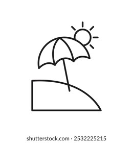Strandsymbol. einfaches Symbol für dünne Linie.