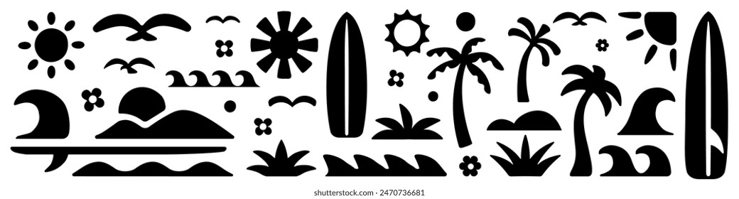 Beach icon. Summer elements silhouette.