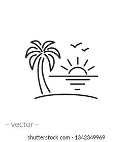 beach icon, summer holidays linear sign on white background - editable vector illustration eps10