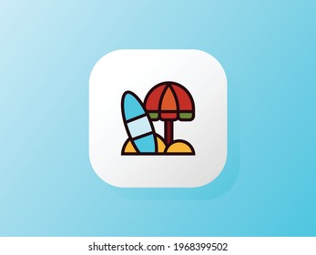 Beach Icon in Summer Vacation Illustration Concept With Bubble Box on Gradient Background. Perfect for logo, website, presentation, application, social media, and more.