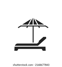 beach icon. sun umbrella and sunbed. sea resort and vacation symbol. isolated vector image for tourism design