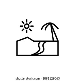 Beach icon symbol with outline style. Vector illustration