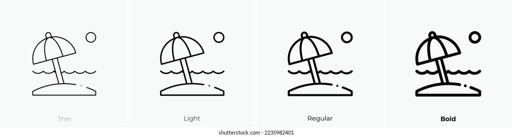 beach icon. Thin, Light Regular And Bold style design isolated on white background