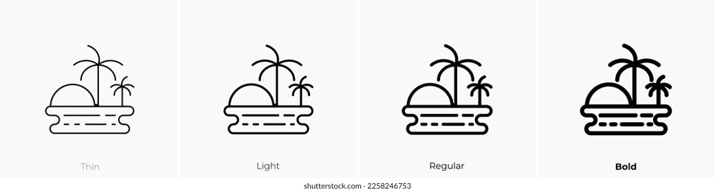 beach icon. Thin, Light Regular And Bold style design isolated on white background