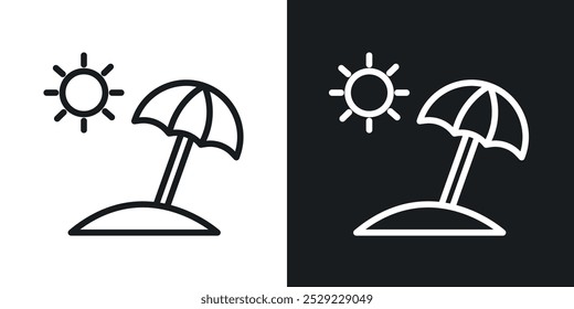 Beach icon in Thin line black color. flat simple vector symbols illustration.