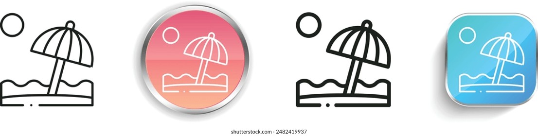 beach icon. Thin Linear, Regular and Button Style Design Isolated On White Background