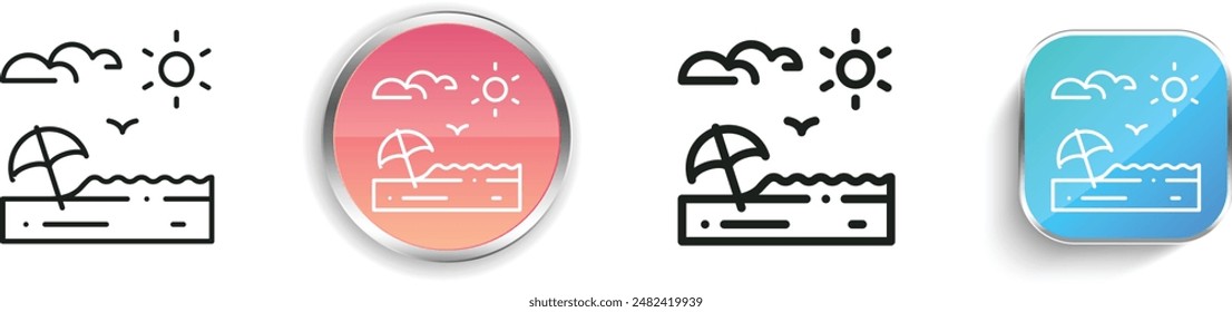 beach icon. Thin Linear, Regular and Button Style Design Isolated On White Background