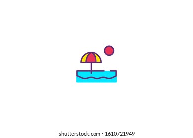 Beach icon in trendy flat style isolated on white background vector illustration