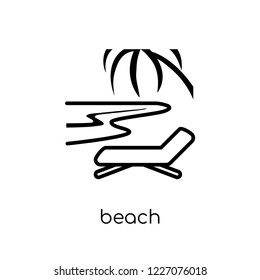 Beach icon. Trendy modern flat linear vector Beach icon on white background from thin line Architecture and Travel collection, editable outline stroke vector illustration