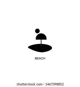 beach icon vector black design
