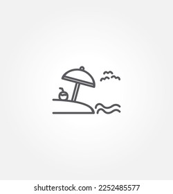Vektorgrafik-Logo-Vorlage für das Strandsymbol für viele Zwecke. Einzeln auf weißem Hintergrund.