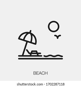 beach icon vector. Linear style sign for mobile concept and web design. beach symbol illustration. Pixel vector graphics - Vector.