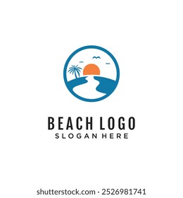Beach icon vector logo design with creative concept Premium Vector