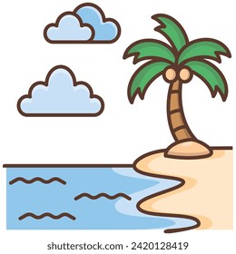 Beach icon vector on trendy design