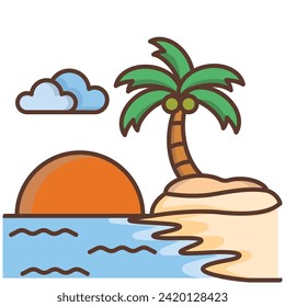 Beach icon vector on trendy design