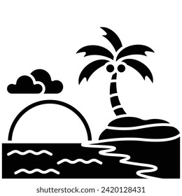 Beach icon vector on trendy design