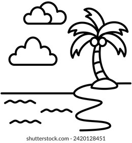 Beach icon vector on trendy design