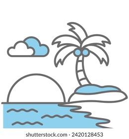 Beach icon vector on trendy design